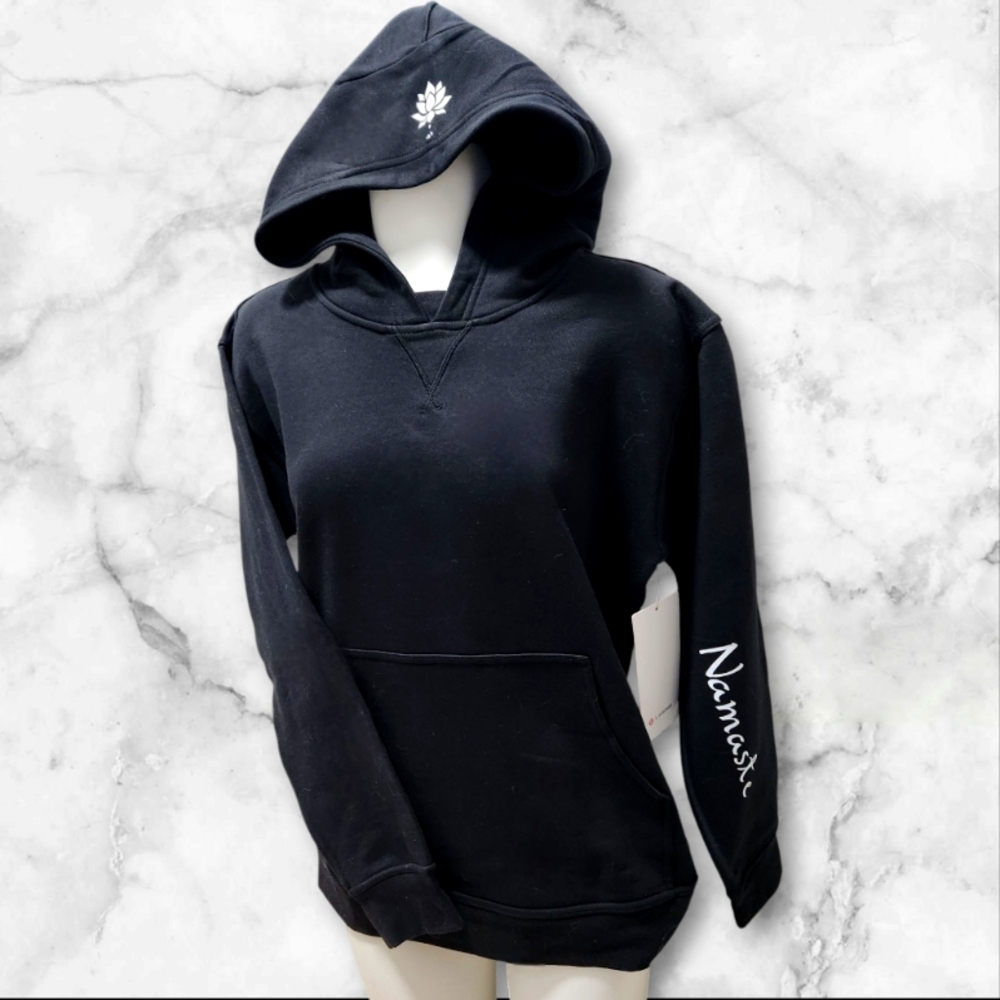 NWT LULULEMON Custom Made Black Hoodie with Moon Phases, Lotus and Namaste Decal
